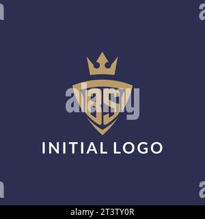 BS logo with shield and crown, monogram initial logo style vector file Stock Vector