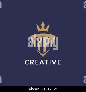 YP logo with shield and crown, monogram initial logo style vector file Stock Vector