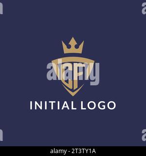 CF logo with shield and crown, monogram initial logo style vector file Stock Vector
