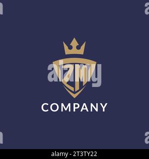 ZM logo with shield and crown, monogram initial logo style vector file Stock Vector