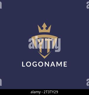 YT logo with shield and crown, monogram initial logo style vector file Stock Vector