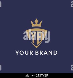 YB logo with shield and crown, monogram initial logo style vector file Stock Vector