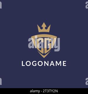 CG logo with shield and crown, monogram initial logo style vector file Stock Vector