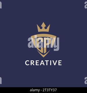 CP logo with shield and crown, monogram initial logo style vector file Stock Vector