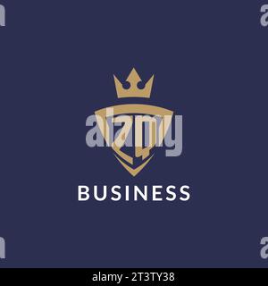 ZQ logo with shield and crown, monogram initial logo style vector file Stock Vector