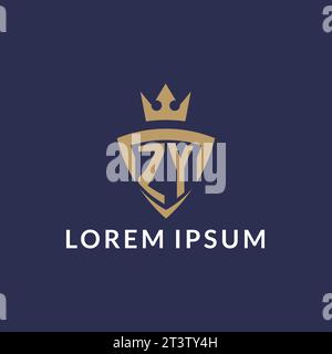 ZY logo with shield and crown, monogram initial logo style vector file Stock Vector