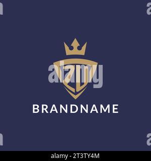 ZU logo with shield and crown, monogram initial logo style vector file Stock Vector