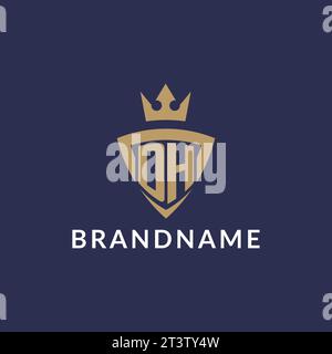 DH logo with shield and crown, monogram initial logo style vector file Stock Vector
