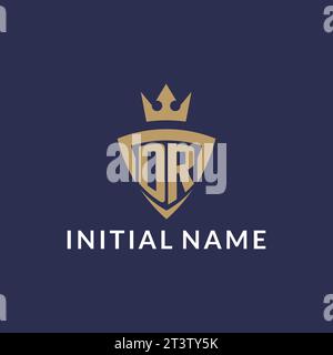 DR logo with shield and crown, monogram initial logo style vector file Stock Vector