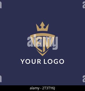 EN logo with shield and crown, monogram initial logo style vector file Stock Vector