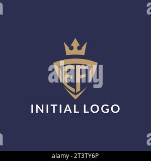 EF logo with shield and crown, monogram initial logo style vector file Stock Vector