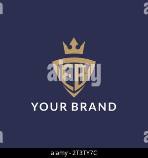 EB logo with shield and crown, monogram initial logo style vector file Stock Vector