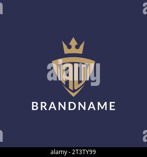 AU logo with shield and crown, monogram initial logo style vector file Stock Vector