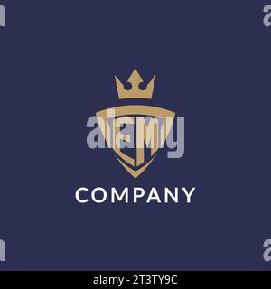 EM logo with shield and crown, monogram initial logo style vector file Stock Vector