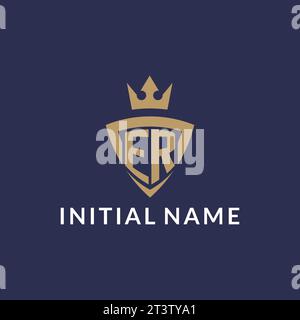ER logo with shield and crown, monogram initial logo style vector file Stock Vector