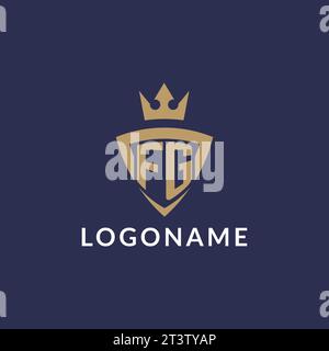 FG logo with shield and crown, monogram initial logo style vector file Stock Vector