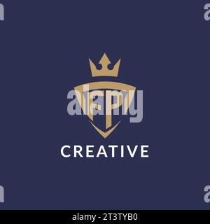 FP logo with shield and crown, monogram initial logo style vector file Stock Vector