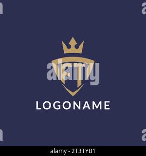 FT logo with shield and crown, monogram initial logo style vector file Stock Vector