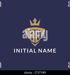 BE logo with shield and crown, monogram initial logo style vector file Stock Vector