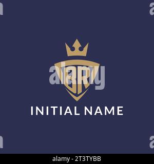BR logo with shield and crown, monogram initial logo style vector file Stock Vector