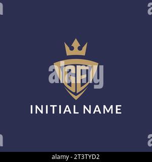 GE logo with shield and crown, monogram initial logo style vector file Stock Vector