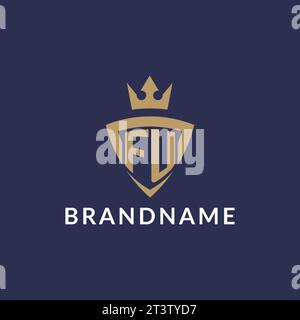 FU logo with shield and crown, monogram initial logo style vector file Stock Vector