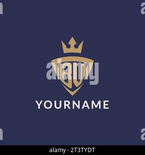BV logo with shield and crown, monogram initial logo style vector file Stock Vector