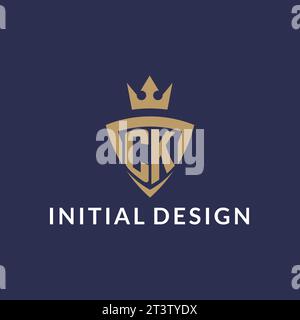 CK logo with shield and crown, monogram initial logo style vector file Stock Vector