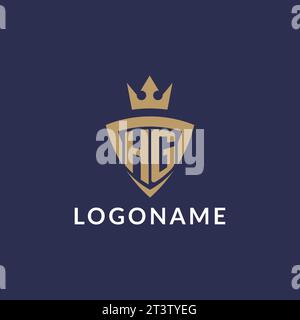 HG logo with shield and crown, monogram initial logo style vector file Stock Vector
