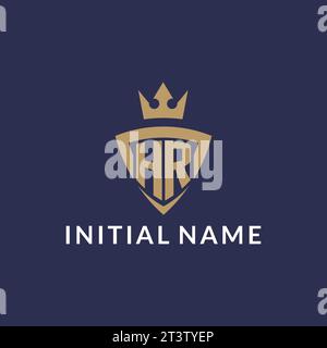 HR logo with shield and crown, monogram initial logo style vector file Stock Vector