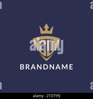 CU logo with shield and crown, monogram initial logo style vector file Stock Vector
