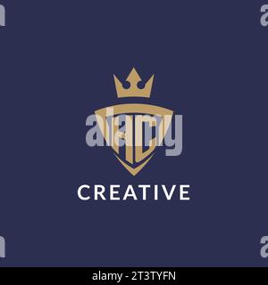 HC logo with shield and crown, monogram initial logo style vector file Stock Vector