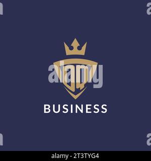 DQ logo with shield and crown, monogram initial logo style vector file Stock Vector
