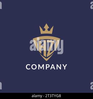 HZ logo with shield and crown, monogram initial logo style vector file Stock Vector