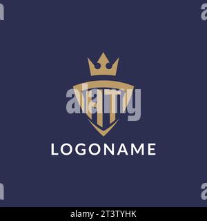 HT logo with shield and crown, monogram initial logo style vector file Stock Vector