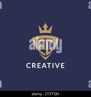 EC logo with shield and crown, monogram initial logo style vector file Stock Vector