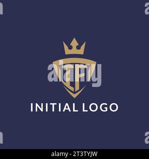 IF logo with shield and crown, monogram initial logo style vector file Stock Vector