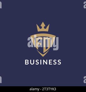 FD logo with shield and crown, monogram initial logo style vector file Stock Vector