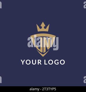 JN logo with shield and crown, monogram initial logo style vector file Stock Vector