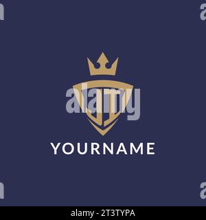 JI logo with shield and crown, monogram initial logo style vector file Stock Vector