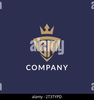 GM logo with shield and crown, monogram initial logo style vector file Stock Vector