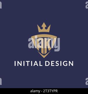 AK logo with shield and crown, monogram initial logo style vector file Stock Vector