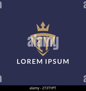 IY logo with shield and crown, monogram initial logo style vector file Stock Vector