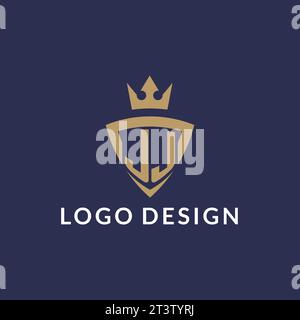 JJ logo with shield and crown, monogram initial logo style vector file Stock Vector
