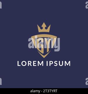GY logo with shield and crown, monogram initial logo style vector file Stock Vector