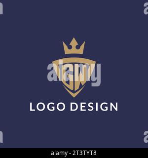GW logo with shield and crown, monogram initial logo style vector file Stock Vector