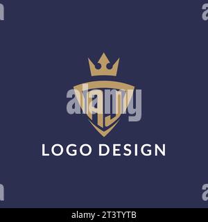 AJ logo with shield and crown, monogram initial logo style vector file Stock Vector
