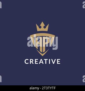 HP logo with shield and crown, monogram initial logo style vector file Stock Vector