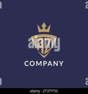 AZ logo with shield and crown, monogram initial logo style vector file Stock Vector