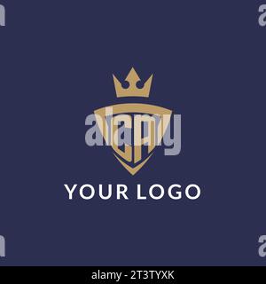 CA logo with shield and crown, monogram initial logo style vector file Stock Vector